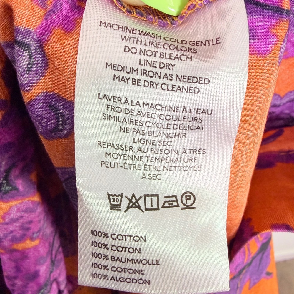 Anthropologie Somerset Floral Puff Sleeve Tiered Maxi Dress Orange Purple S Boho - Picture 7 of 11